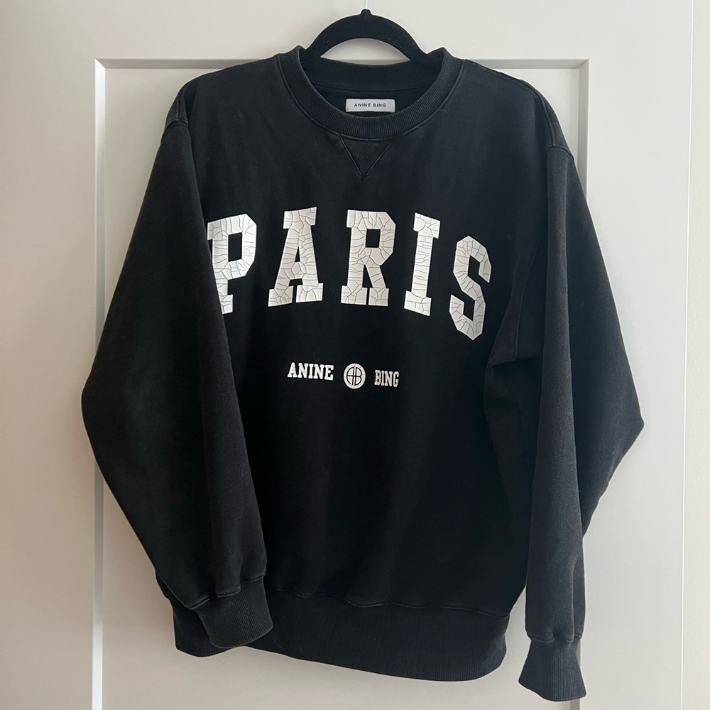 ANINE BING RAMONA SWEATSHIRT UNIVERSITY PARIS - Washed Black
